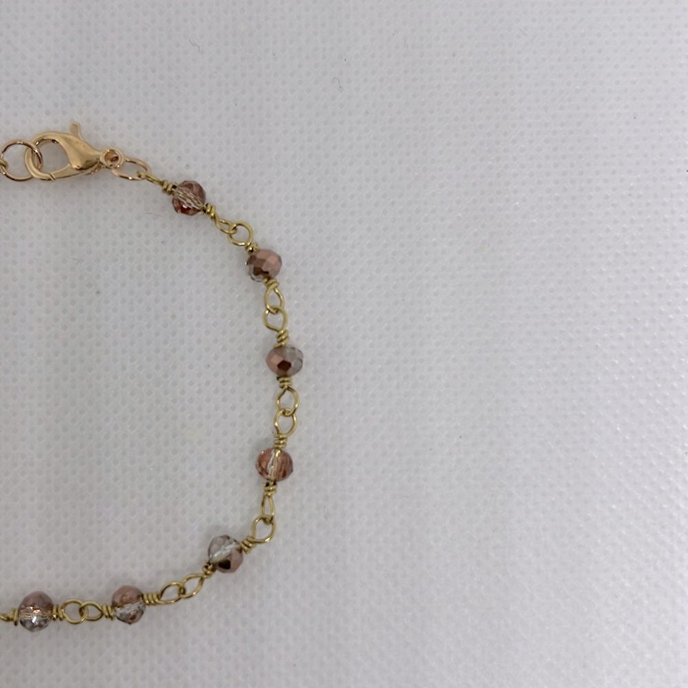 Dainty Firepolished Copper Glass Bead Bracelet - Picture 5 of 6